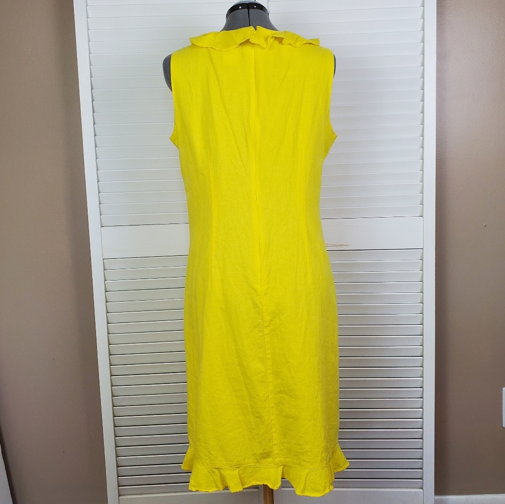 Mary McFadden Collection sleeveless yellow dress 12 - Picture 3 of 8